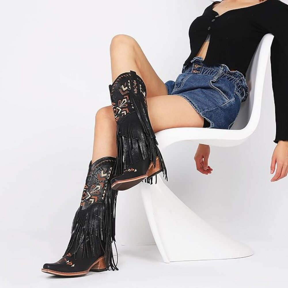 Cowgirl  Knee High Fringe Boots